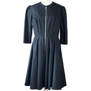 Handmade Black Full Zip 3/4 Sleeve Women’s Fit and Flare Mod Retro Dress 6